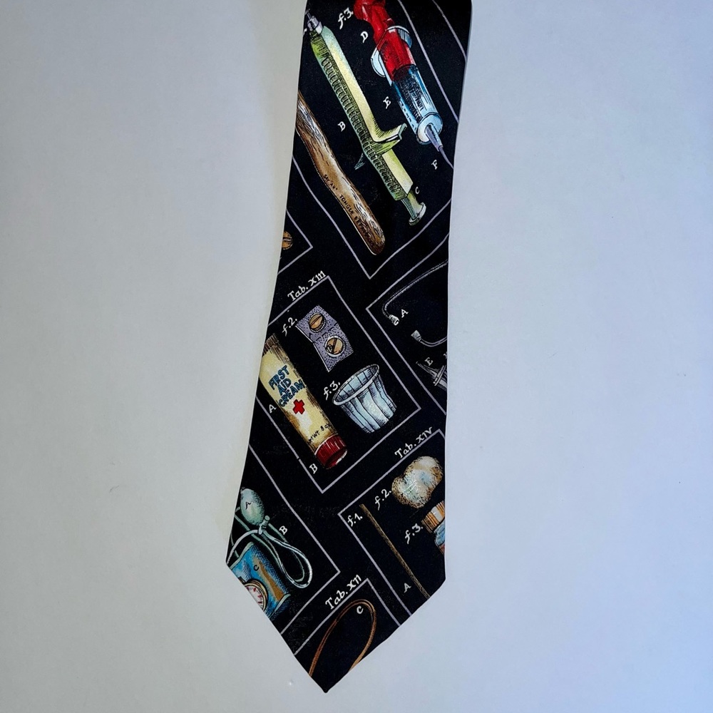 Nicole Miller 1995 Medical Theme 100% Silk Tie